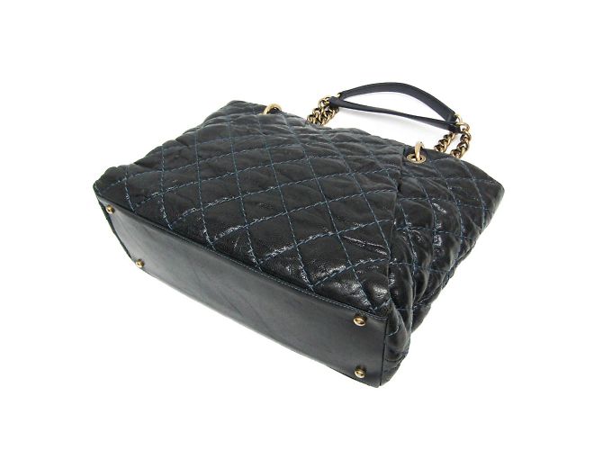 Chanel Matelassé Kette Damen Caviar-Leder Tote Bag Schwarz Marineblau - Ansicht 2