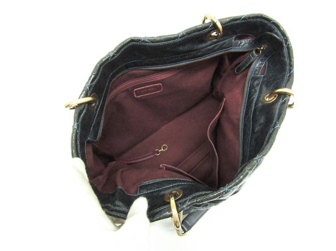 Chanel Matelassé Kette Damen Caviar-Leder Tote Bag Schwarz Marineblau - Ansicht 3