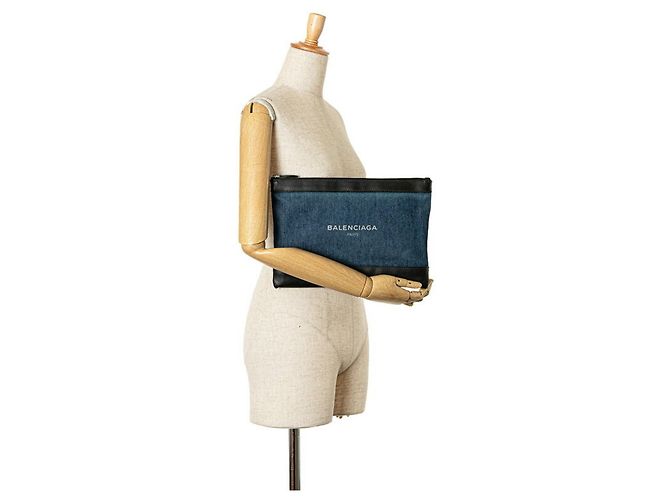 Borsa Clutch Balenciaga Navy Clip M Nero - vista 7