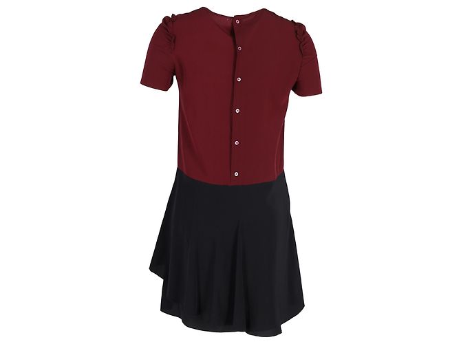 Abito bicolore Miu Miu in acetato bordeaux e nero Rosso Bordò - vista 3