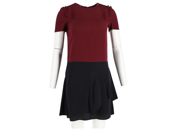 Abito bicolore Miu Miu in acetato bordeaux e nero Rosso Bordò - vista 4