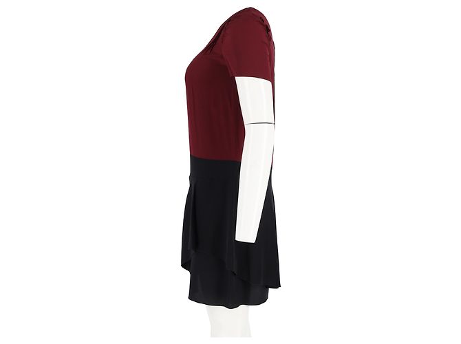 Abito bicolore Miu Miu in acetato bordeaux e nero Rosso Bordò - vista 5