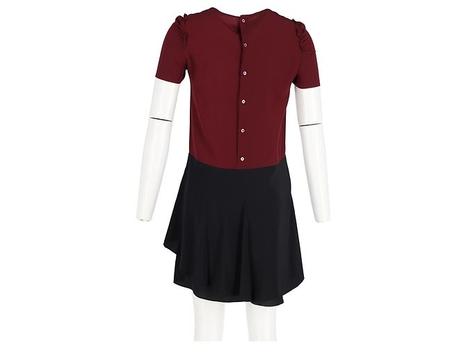 Abito bicolore Miu Miu in acetato bordeaux e nero Rosso Bordò - vista 6