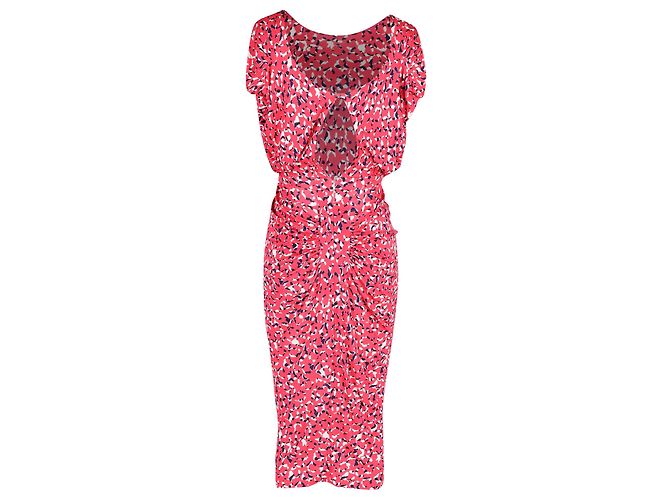 Autre Marque Vestido midi estampado Saloni en viscosa rosa - vista 3