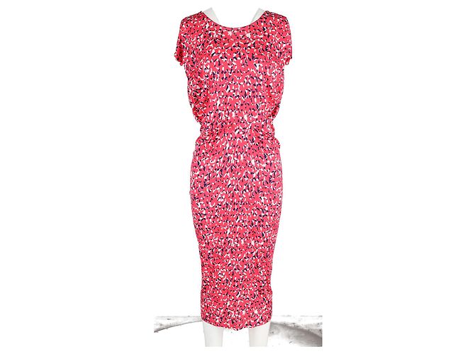 Autre Marque Vestido midi estampado Saloni en viscosa rosa - vista 4