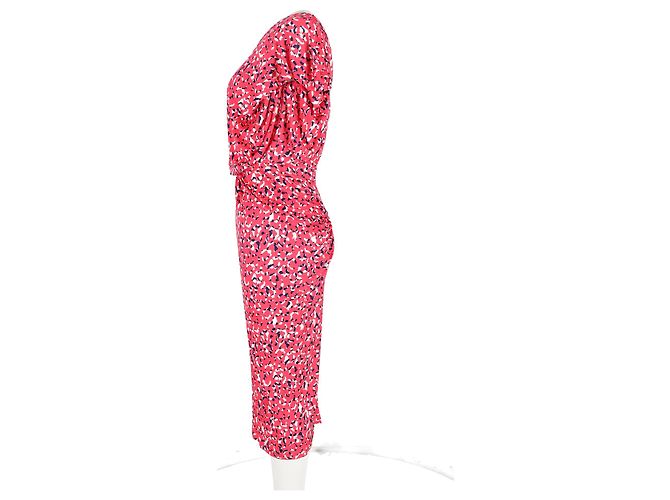 Autre Marque Vestido midi estampado Saloni en viscosa rosa - vista 5