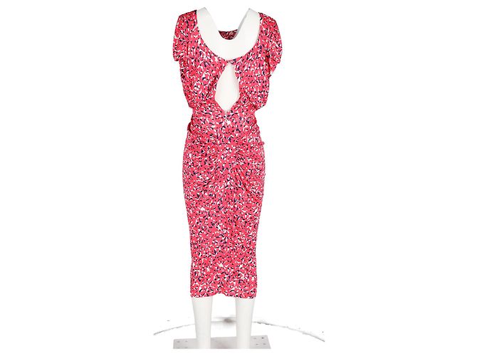 Autre Marque Vestido midi estampado Saloni en viscosa rosa - vista 6