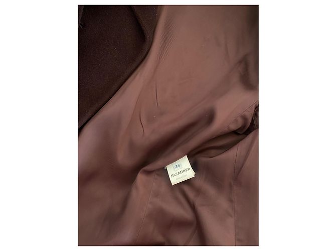 Abrigo Jil Sander de lana y angora granate Burdeos - vista 4