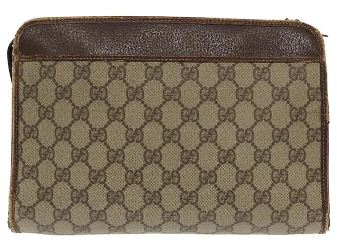 GUCCI GG Supreme Clutch Bag PVC Beige 97 01 037 Auth 95525 - vista 2