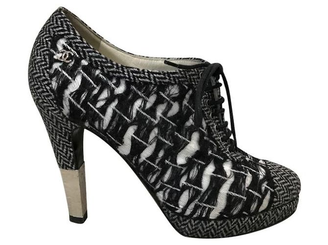 Stivaletti CHANEL T.EU 37.5 Tessuto Nero - vista 9