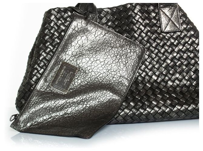 Bottega Veneta, Tote cabas metallico limitato Nero Argento - vista 10