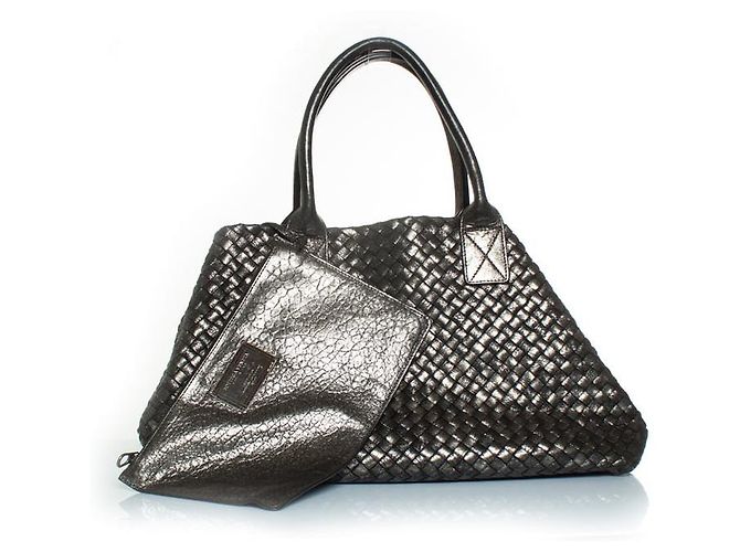 Bottega Veneta, Tote cabas metallico limitato Nero Argento - vista 3