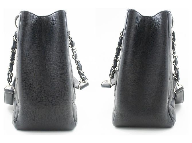 CHANEL Grande Bolsa de Compras GST 13" em Couro de Bezerro Texturizado com Corrente Preto - vista 5
