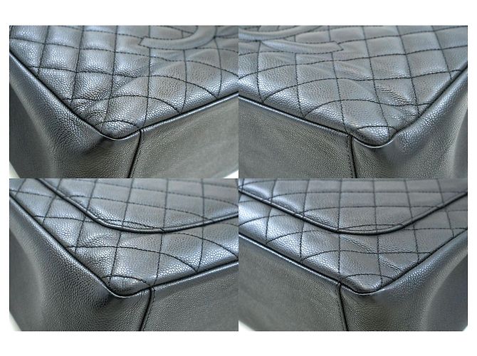 CHANEL Grande Bolsa de Compras GST 13" em Couro de Bezerro Texturizado com Corrente Preto - vista 6