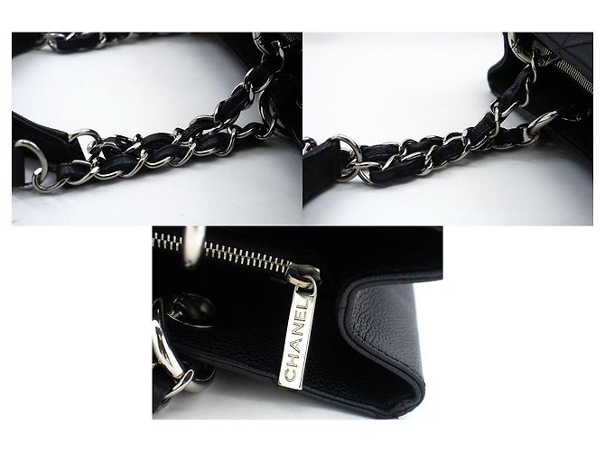 CHANEL Grande Bolsa de Compras GST 13" em Couro de Bezerro Texturizado com Corrente Preto - vista 7
