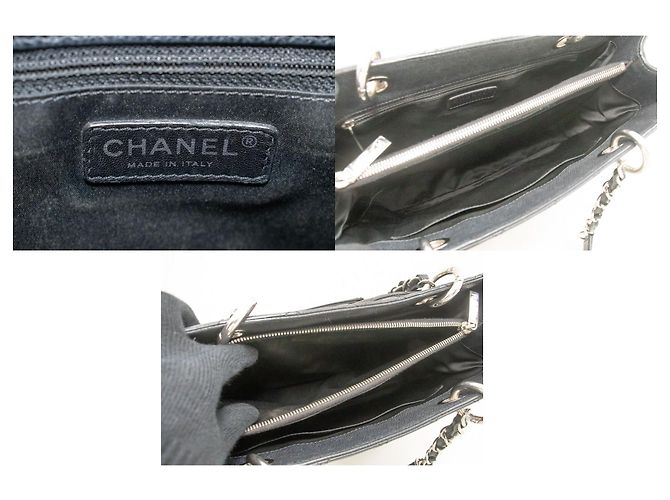 CHANEL Grande Bolsa de Compras GST 13" em Couro de Bezerro Texturizado com Corrente Preto - vista 8
