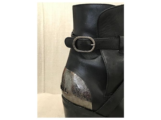Botines CHANEL T.EU 37 Cuero Negro - vista 2
