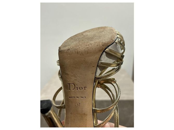 Sandali DIOR T.EU 37 Pelle D'oro - vista 7