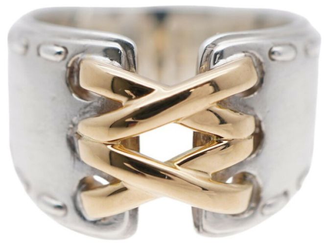 Hermès Hermes Mexiko Doppelring Silber 925/K18YG - Ansicht 2