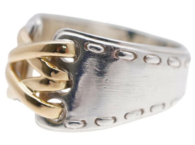 Hermès Hermes Mexiko Doppelring Silber 925/K18YG - Ansicht 3