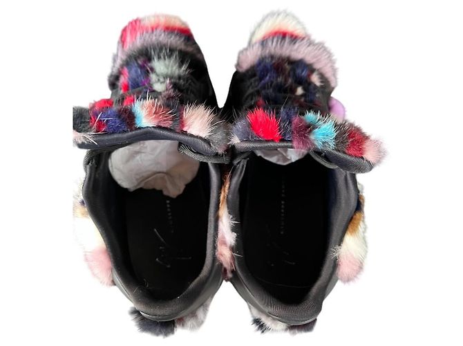 Sneakers Giuseppe Zanotti Talon Winter in pelle e pelliccia nera Nero Multicolore - vista 6