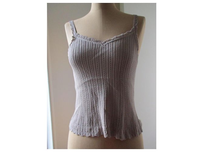 Christian Dior Bustier de algodón y seda topo, talla 44. Gris pardo - vista 2