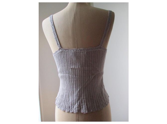 Christian Dior Bustier de algodón y seda topo, talla 44. Gris pardo - vista 3