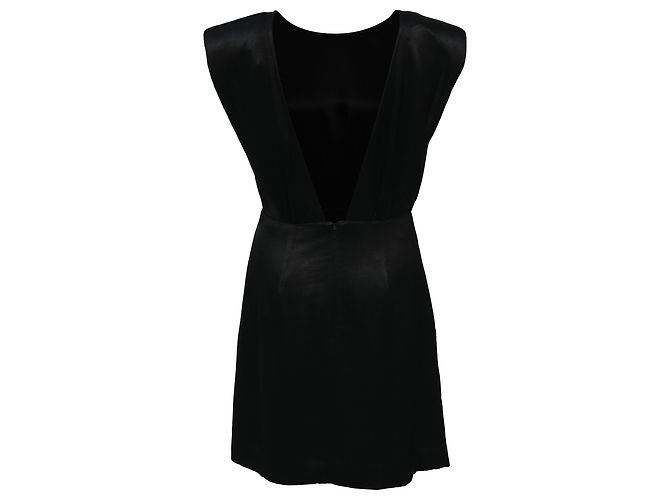 Abito mini con scollo a barca e schiena scoperta Ba&Sh in satin nero - vista 2