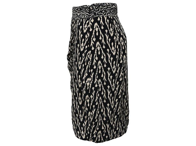 Falda mini con efecto envolvente impresa Ba&Sh Iliade en viscosa negra y blanca Multicolor - vista 2
