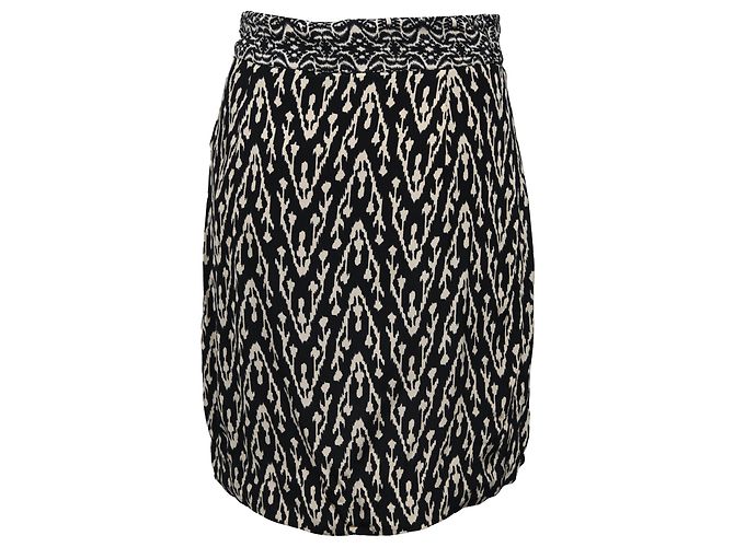 Falda mini con efecto envolvente impresa Ba&Sh Iliade en viscosa negra y blanca Multicolor - vista 3