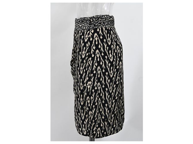 Falda mini con efecto envolvente impresa Ba&Sh Iliade en viscosa negra y blanca Multicolor - vista 6