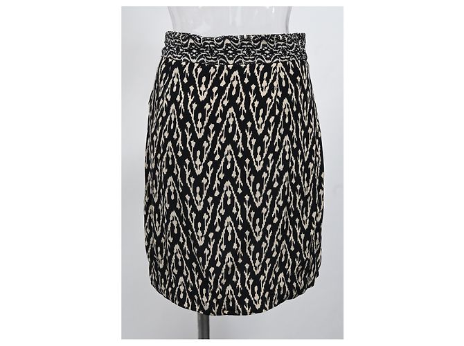 Falda mini con efecto envolvente impresa Ba&Sh Iliade en viscosa negra y blanca Multicolor - vista 7