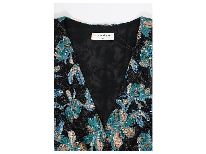 Sandro Paris besticktes Mini-Kleid mit langen Ärmeln aus mehrfarbigem Polyester Mehrfarben - Ansicht 10
