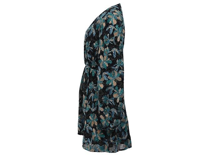 Sandro Paris besticktes Mini-Kleid mit langen Ärmeln aus mehrfarbigem Polyester Mehrfarben - Ansicht 2