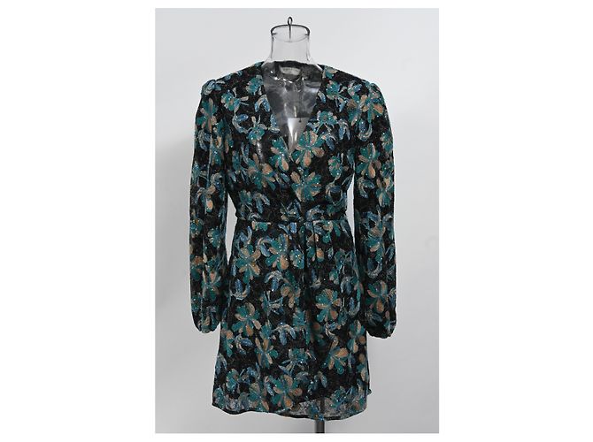 Sandro Paris besticktes Mini-Kleid mit langen Ärmeln aus mehrfarbigem Polyester Mehrfarben - Ansicht 6