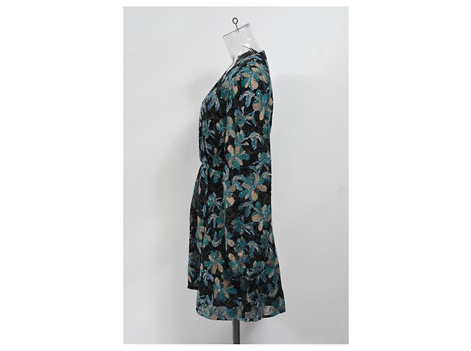 Sandro Paris besticktes Mini-Kleid mit langen Ärmeln aus mehrfarbigem Polyester Mehrfarben - Ansicht 7