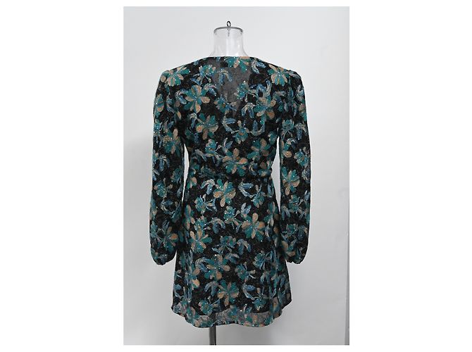 Sandro Paris besticktes Mini-Kleid mit langen Ärmeln aus mehrfarbigem Polyester Mehrfarben - Ansicht 8