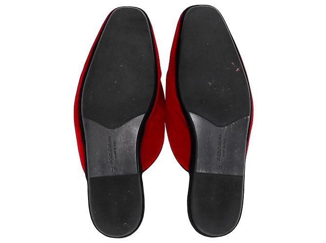 Mule piatte ricamate Dolce & Gabbana in velluto rosso - vista 6