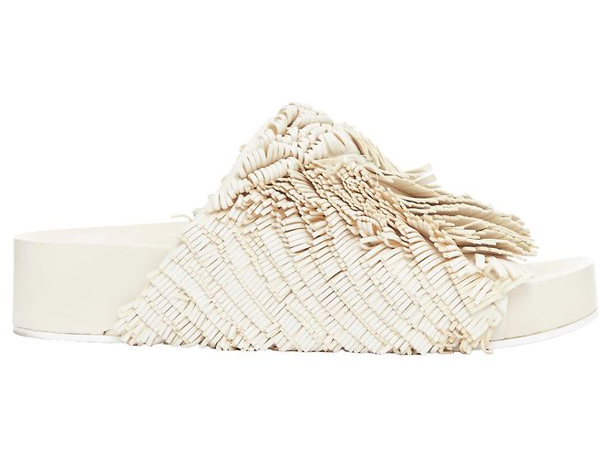 Sandali con piattaforma in pelle beige con frange Jil Sander - Ansicht 2