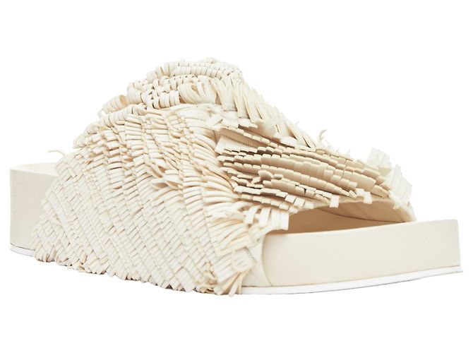 Sandali con piattaforma in pelle beige con frange Jil Sander - Ansicht 3