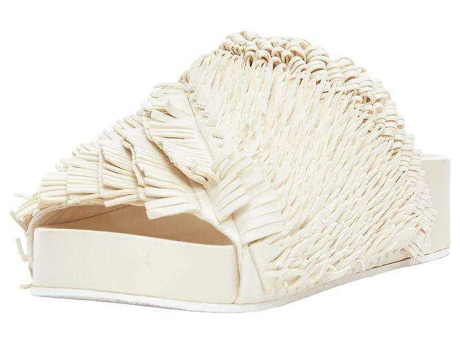 Sandali con piattaforma in pelle beige con frange Jil Sander - Ansicht 4