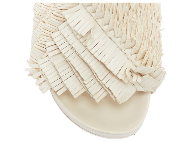 Sandali con piattaforma in pelle beige con frange Jil Sander - Ansicht 6