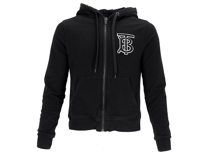 Burberry Aubree Logo Kapuzenpullover mit Reißverschluss aus schwarzer Baumwolle - Ansicht 7