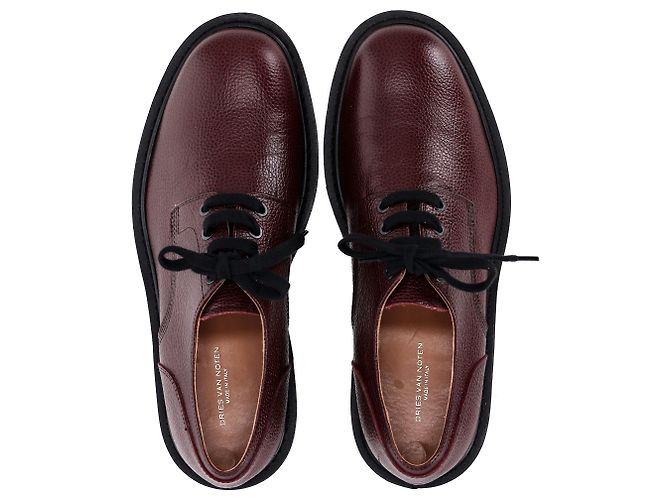 Scarpe Derby stringate Dries Van Noten in pelle bordeaux - vista 13