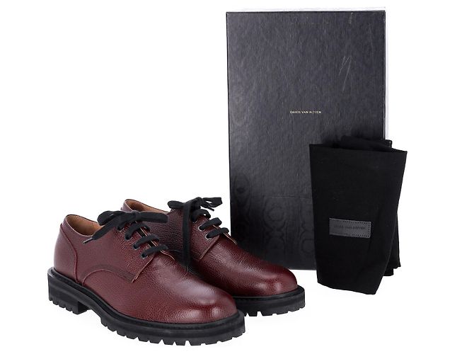 Scarpe Derby stringate Dries Van Noten in pelle bordeaux - vista 16