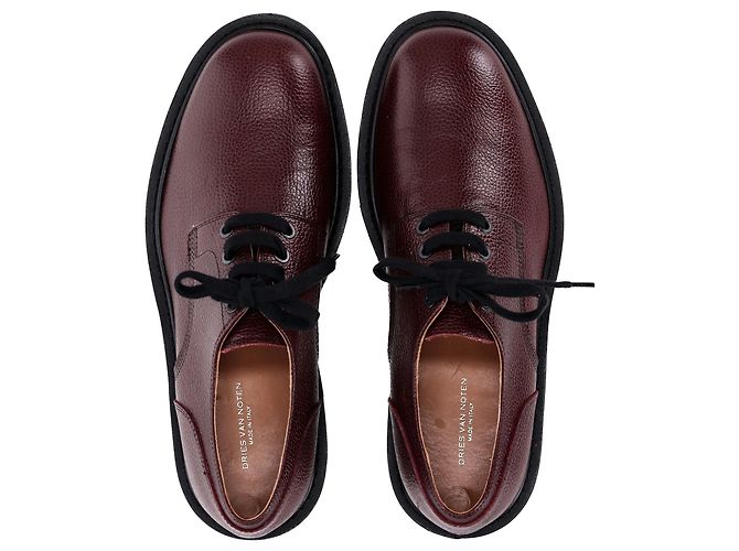 Scarpe Derby stringate Dries Van Noten in pelle bordeaux - vista 5