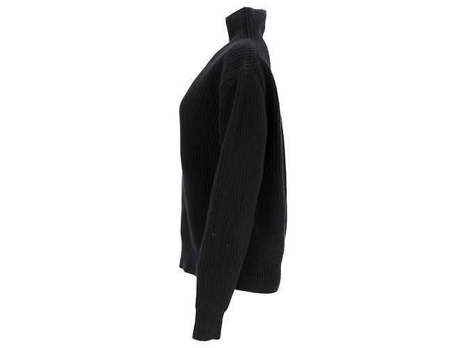 Autre Marque Hr. P. Strickpullover mit Rollkragen aus schwarzer Wolle - Ansicht 2