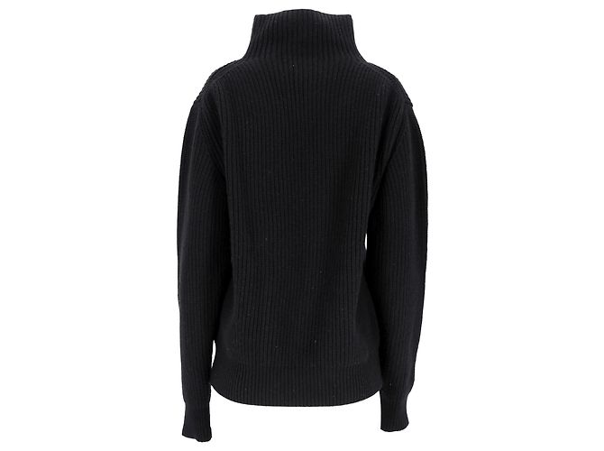 Autre Marque Hr. P. Strickpullover mit Rollkragen aus schwarzer Wolle - Ansicht 3