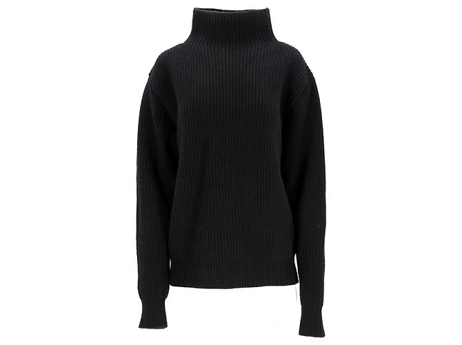 Autre Marque Hr. P. Strickpullover mit Rollkragen aus schwarzer Wolle - Ansicht 6