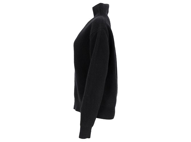 Autre Marque Hr. P. Strickpullover mit Rollkragen aus schwarzer Wolle - Ansicht 7